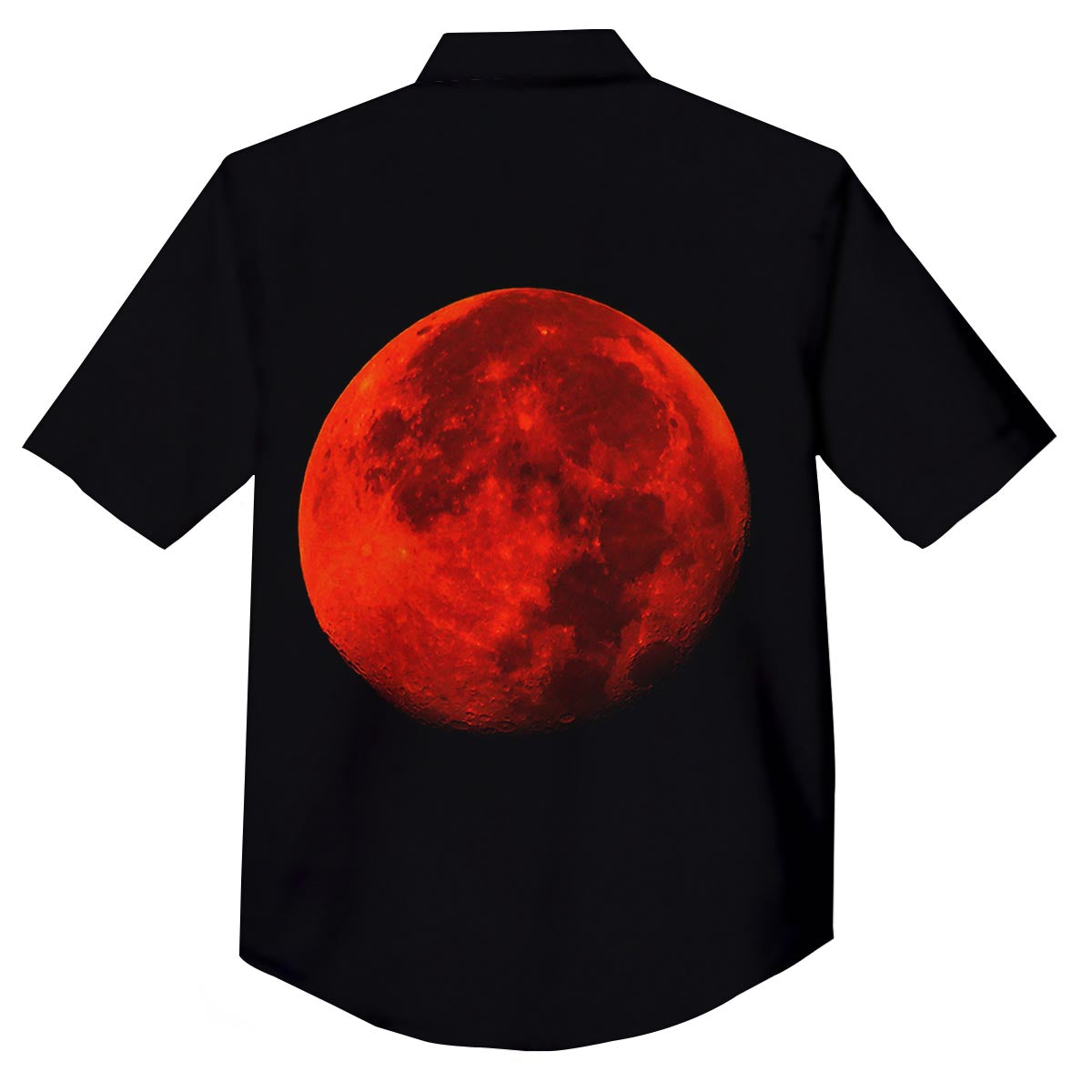 Lunar Eclipse Super Blood Moon Print Button Up Shirt-grizzshop