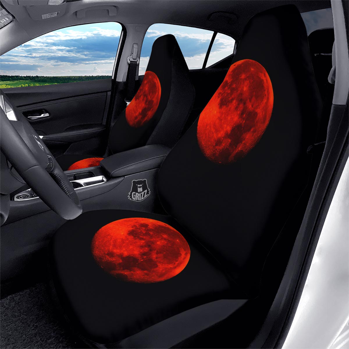 Lunar Eclipse Super Blood Moon Print Car Seat Covers-grizzshop