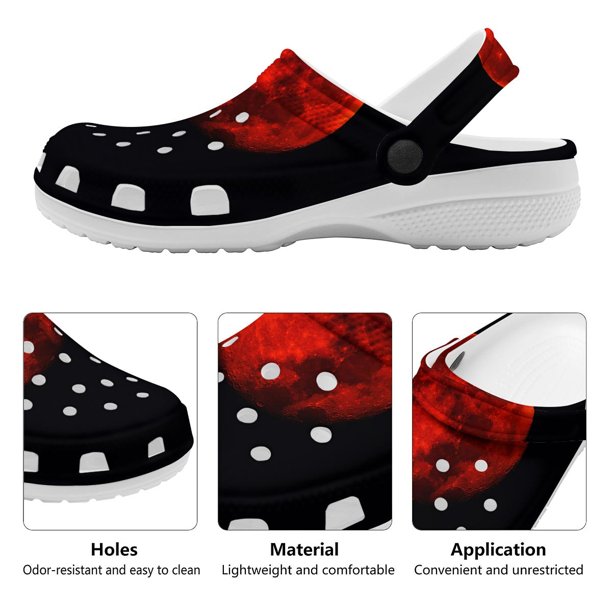 Lunar Eclipse Super Blood Moon Print Clog-grizzshop