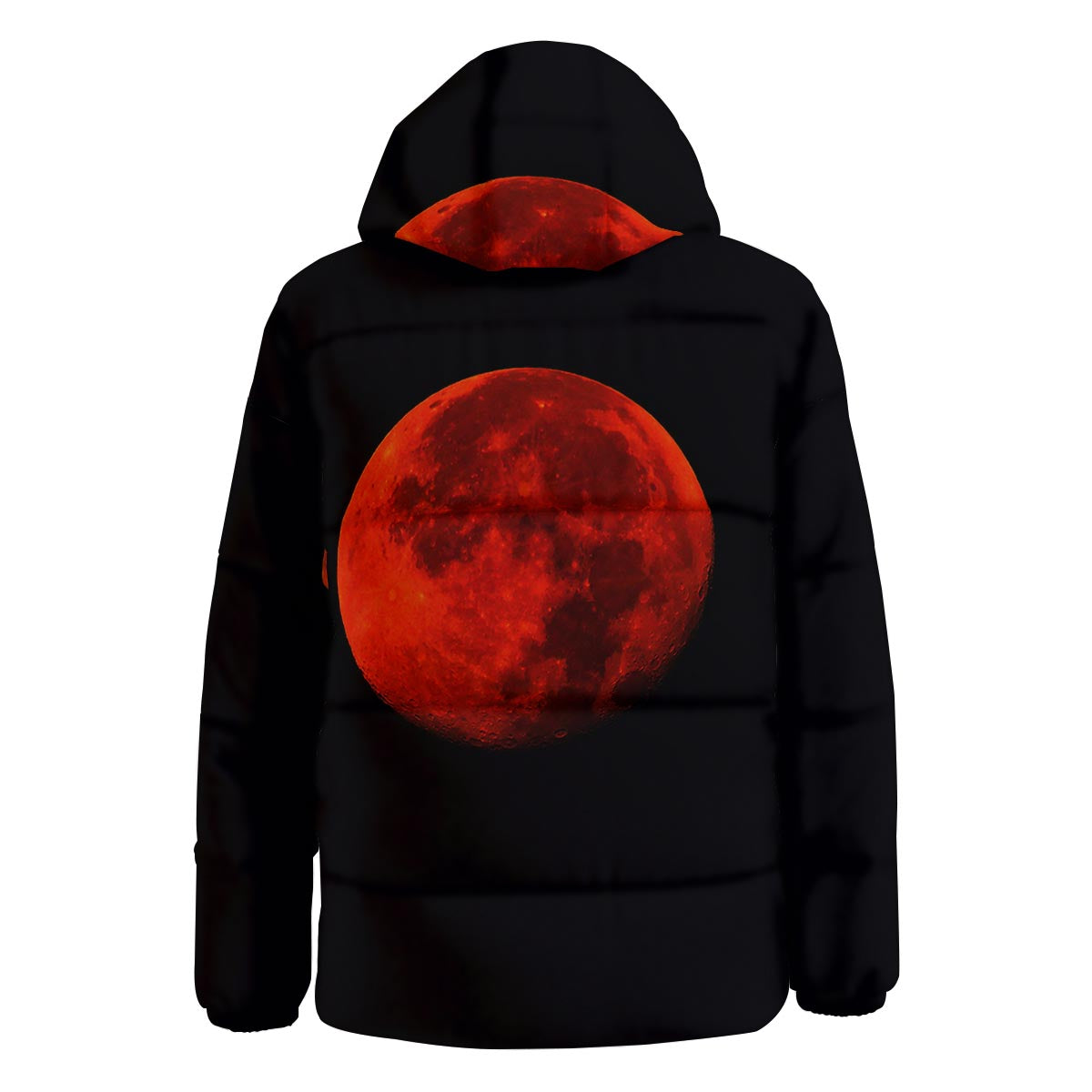 Lunar Eclipse Super Blood Moon Print Down Jacket-grizzshop