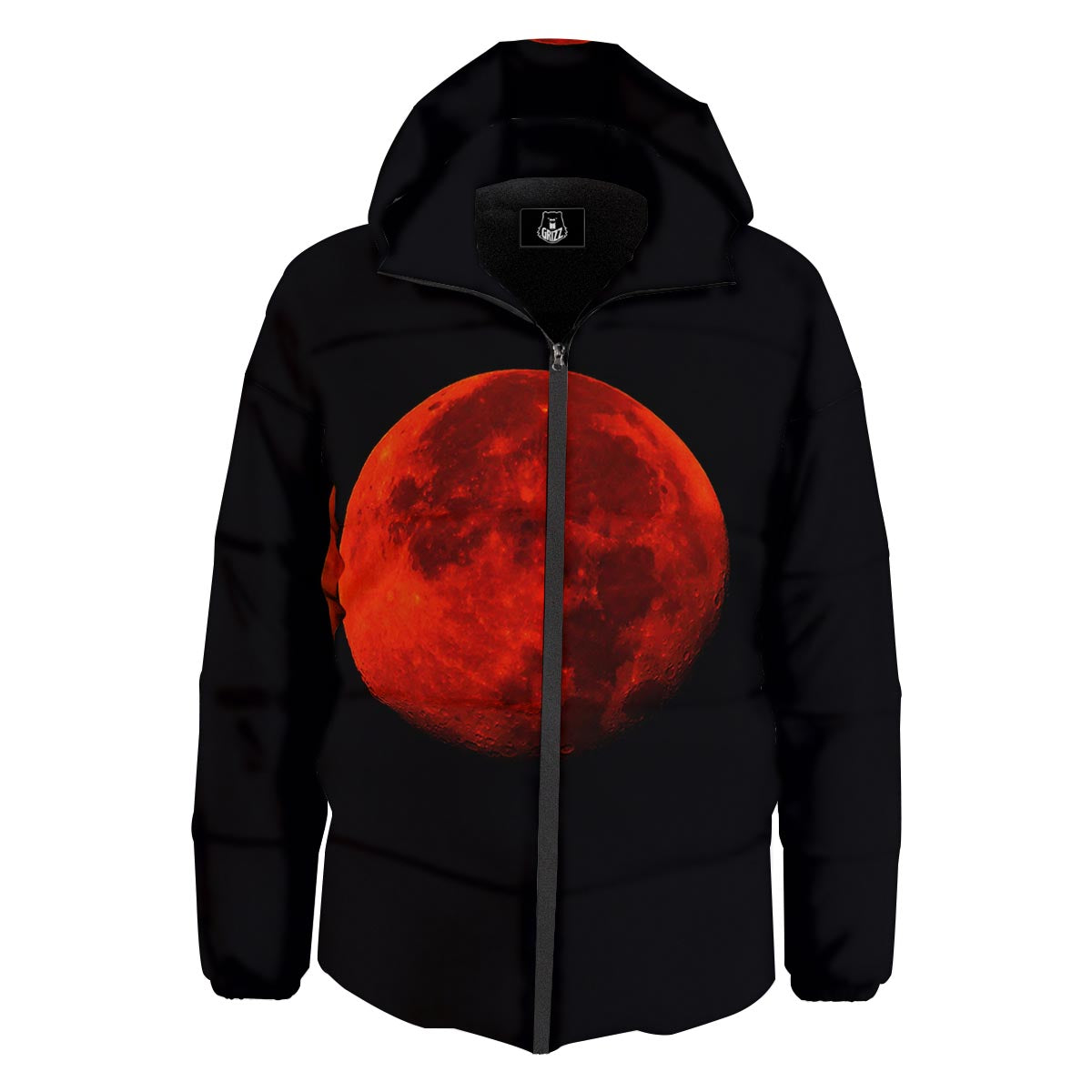 Lunar Eclipse Super Blood Moon Print Down Jacket-grizzshop