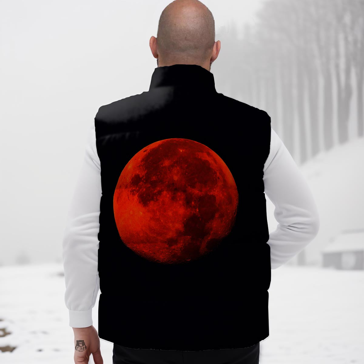 Lunar Eclipse Super Blood Moon Print Down Vest