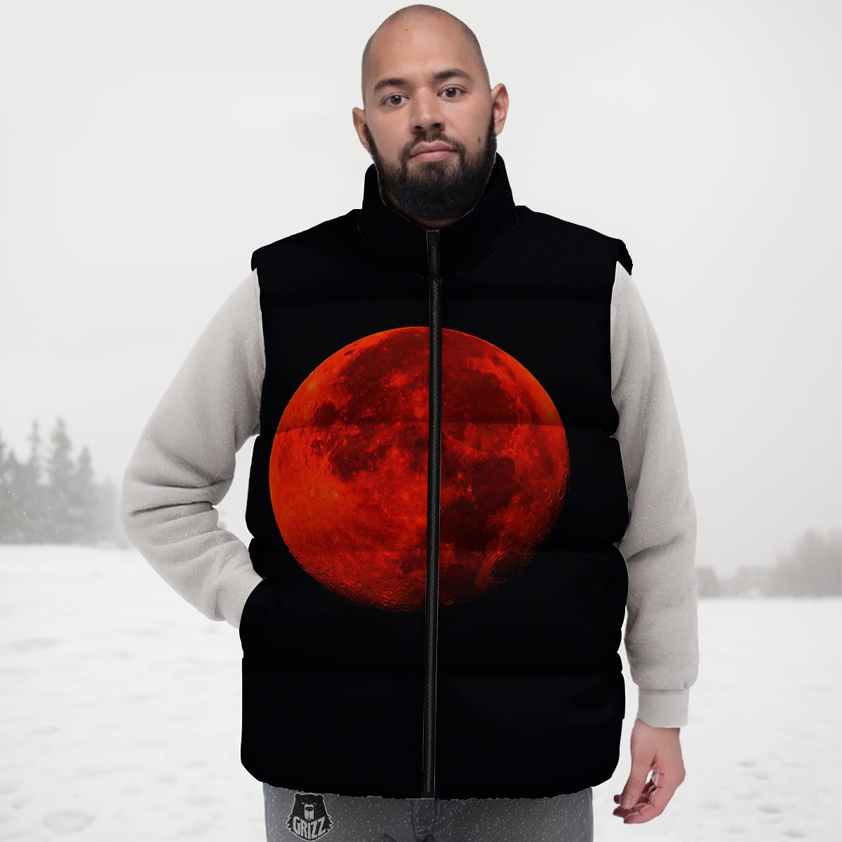 Lunar Eclipse Super Blood Moon Print Down Vest