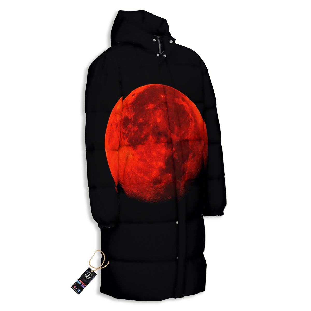 Lunar Eclipse Super Blood Moon Print Long Down Jacket-grizzshop