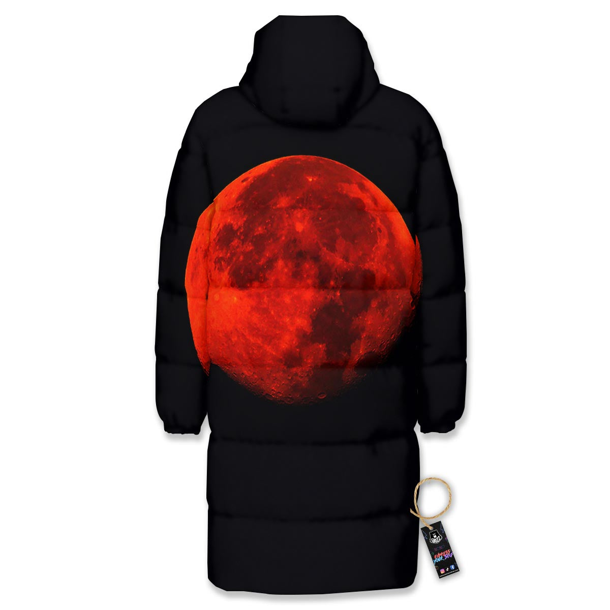 Lunar Eclipse Super Blood Moon Print Long Down Jacket-grizzshop