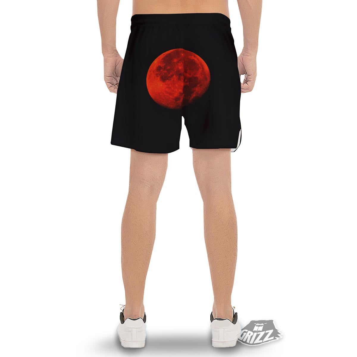 Lunar Eclipse Super Blood Moon Print Men's Gym Shorts-grizzshop