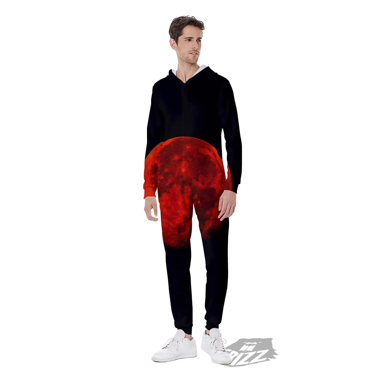 Lunar Eclipse Super Blood Moon Print Men's Jumpsuit-grizzshop