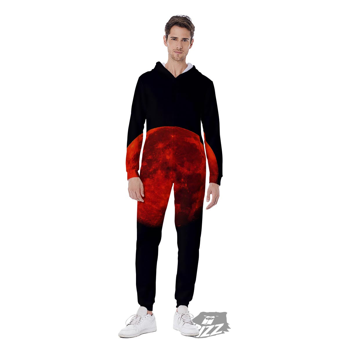 Lunar Eclipse Super Blood Moon Print Men's Jumpsuit-grizzshop