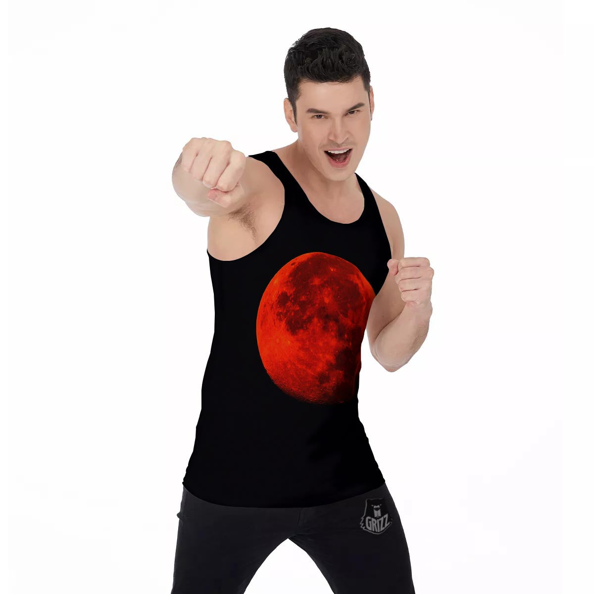 Lunar Eclipse Super Blood Moon Print Men's Tank Top-grizzshop