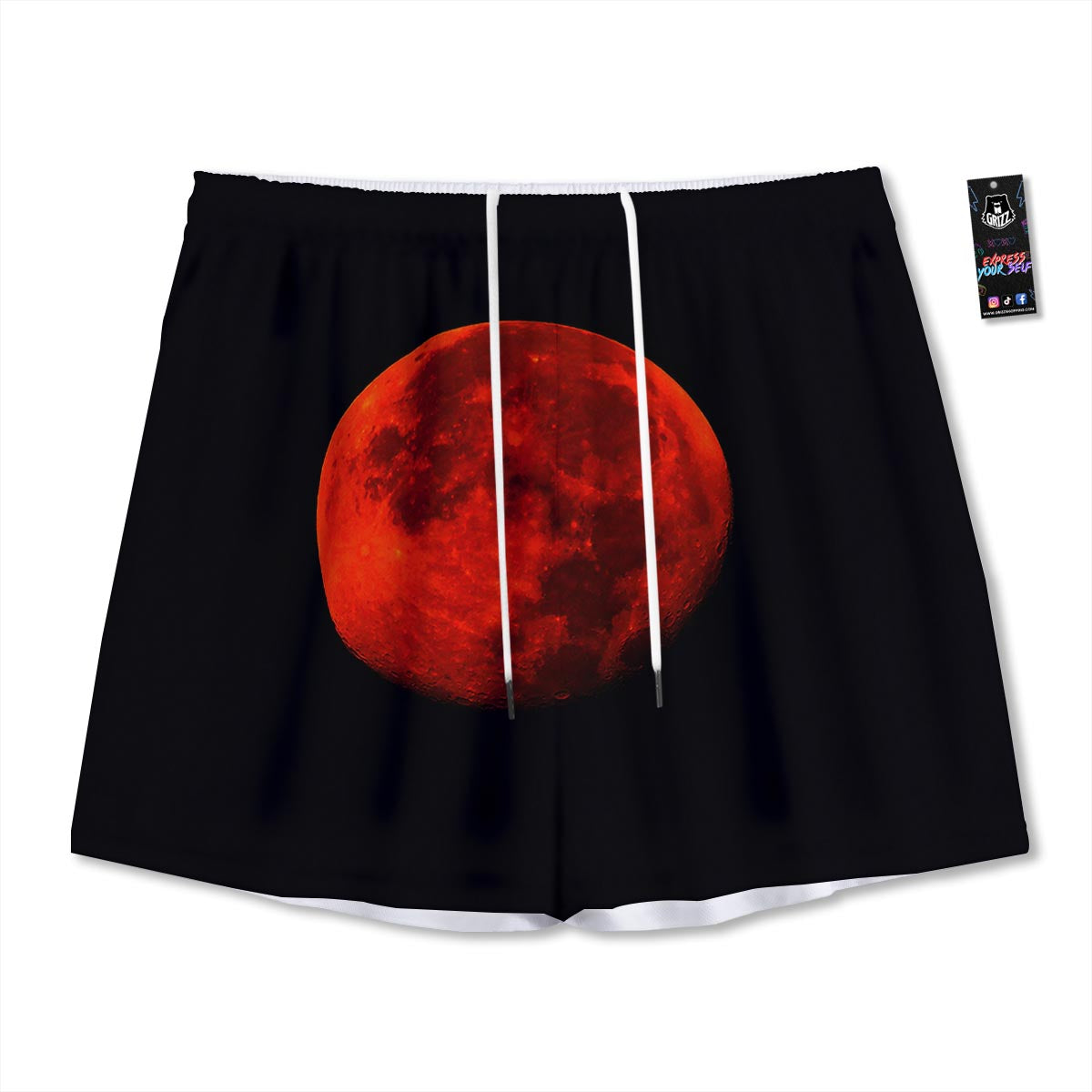 Lunar Eclipse Super Blood Moon Print Mesh Shorts