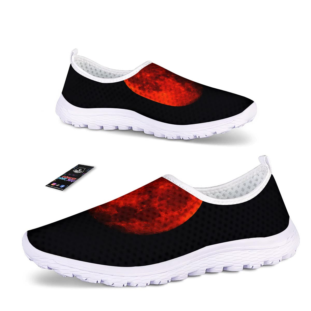 Lunar Eclipse Super Blood Moon Print Nurse Shoes-grizzshop