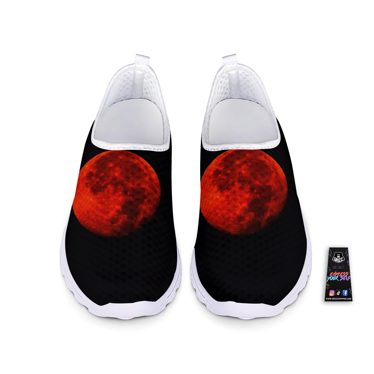 Lunar Eclipse Super Blood Moon Print Nurse Shoes-grizzshop