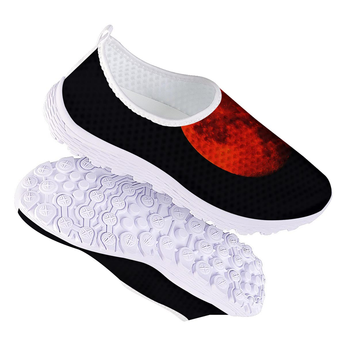 Lunar Eclipse Super Blood Moon Print Nurse Shoes-grizzshop