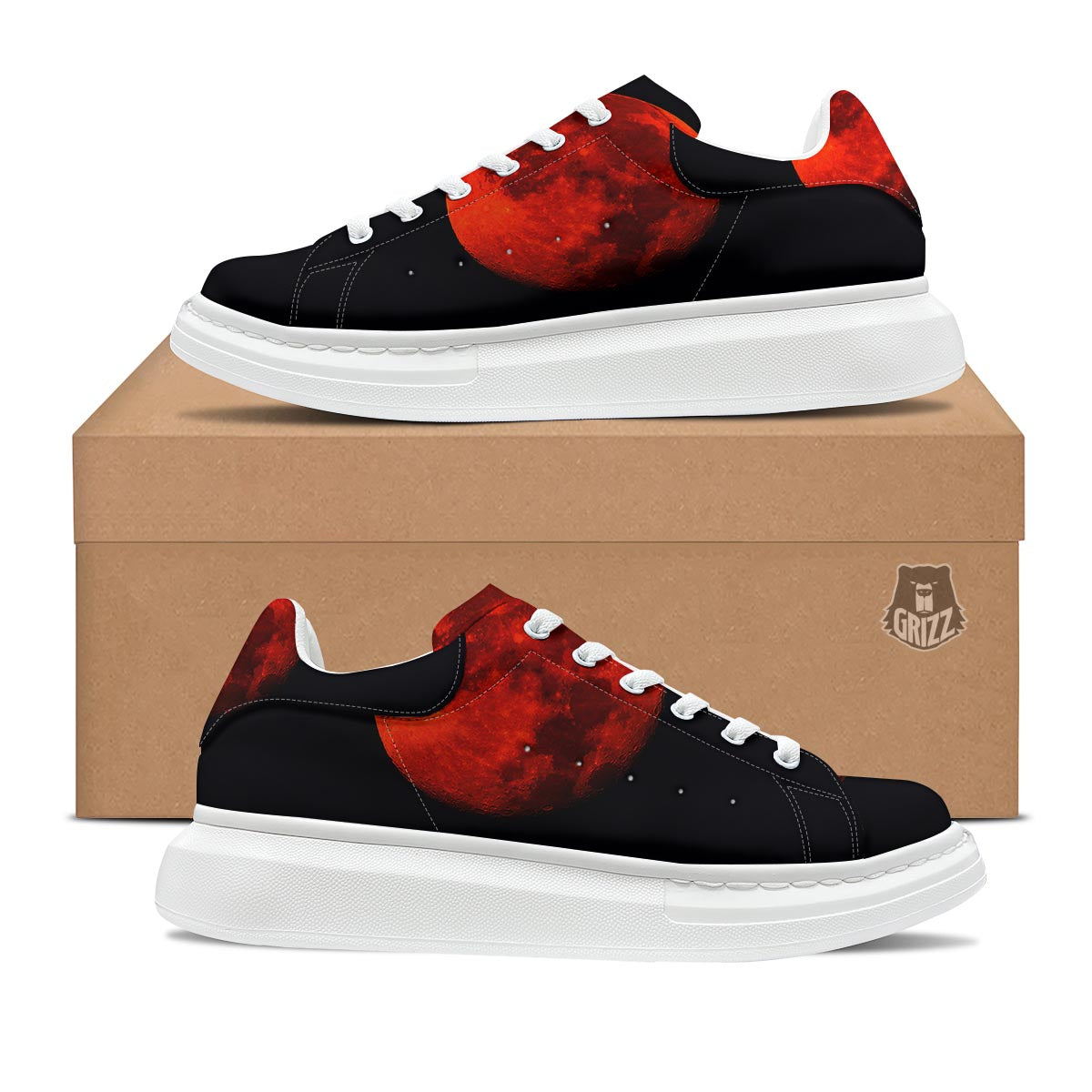 Lunar Eclipse Super Blood Moon Print Platform Shoes-grizzshop
