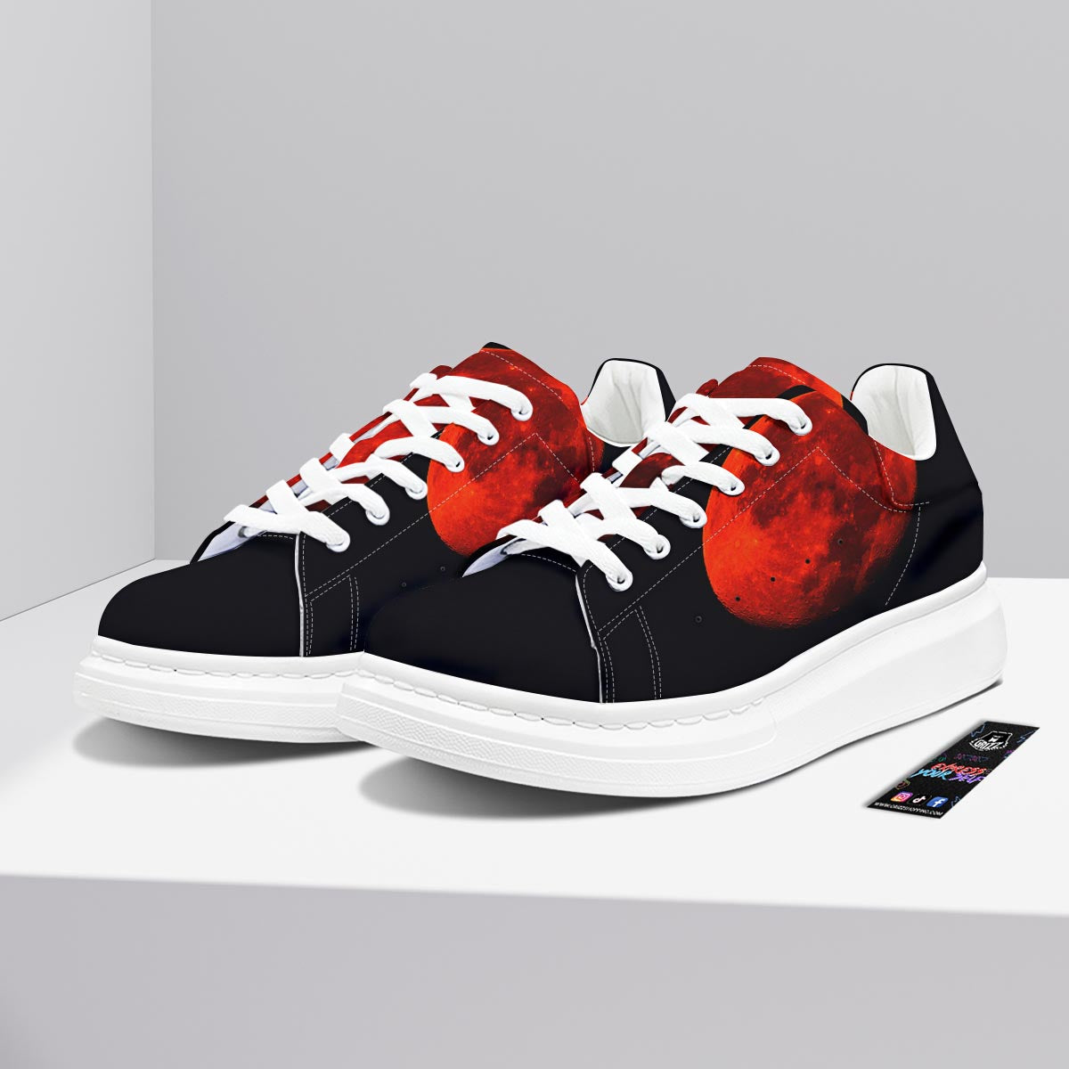 Lunar Eclipse Super Blood Moon Print Platform Shoes-grizzshop