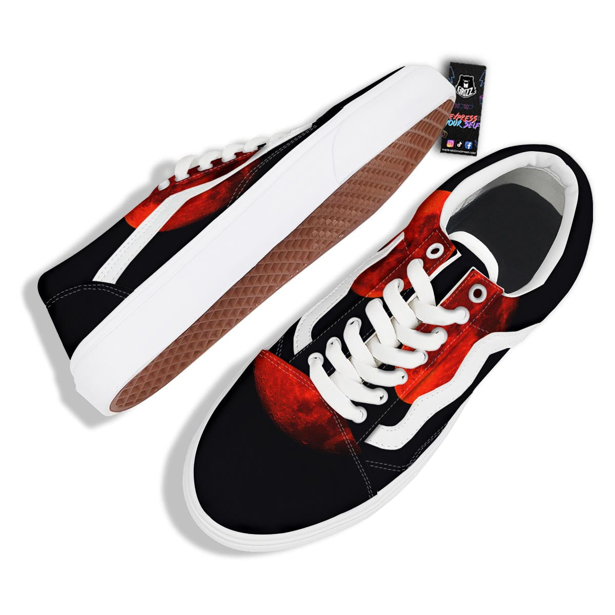 Lunar Eclipse Super Blood Moon Print Skate Shoes-grizzshop