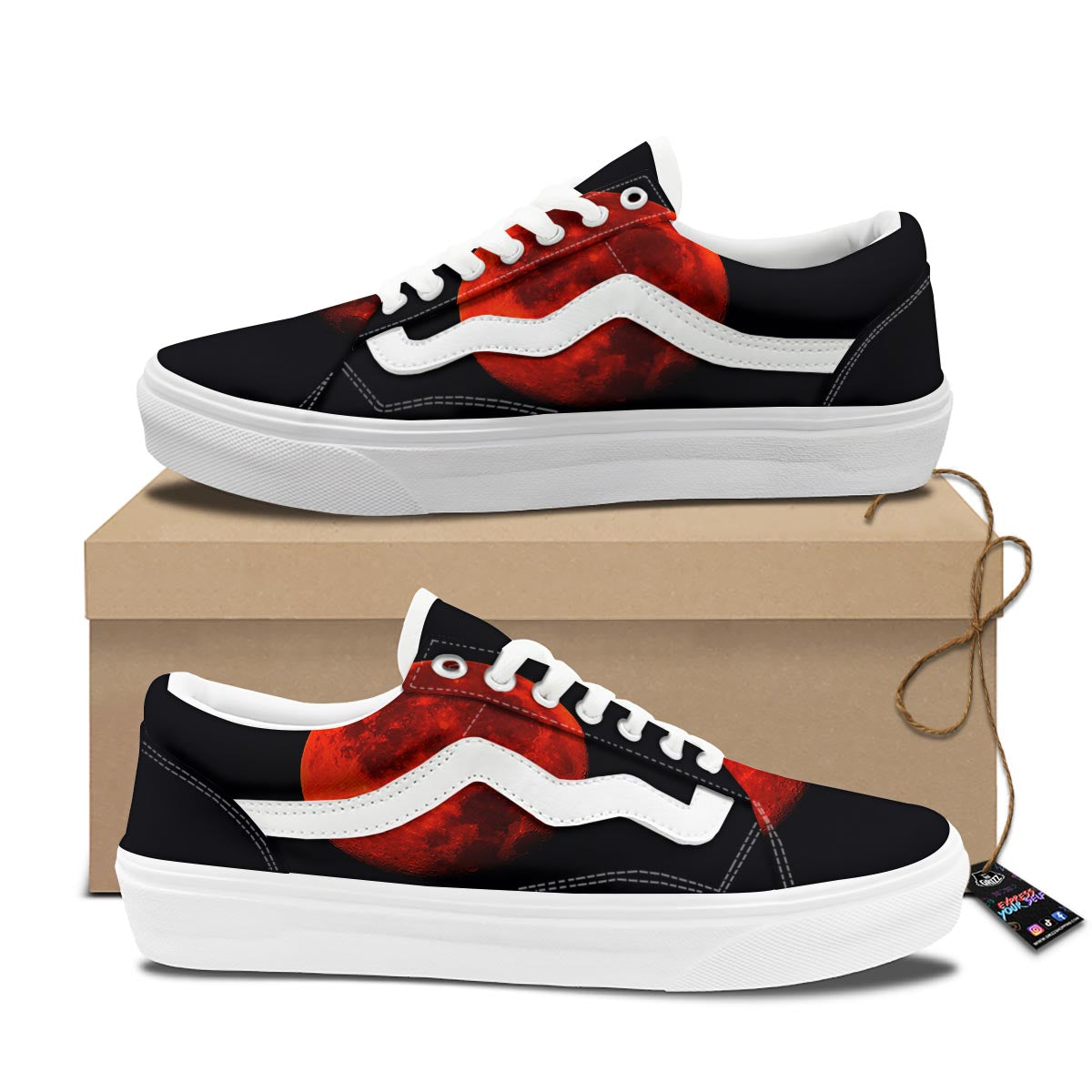 Lunar Eclipse Super Blood Moon Print Skate Shoes-grizzshop