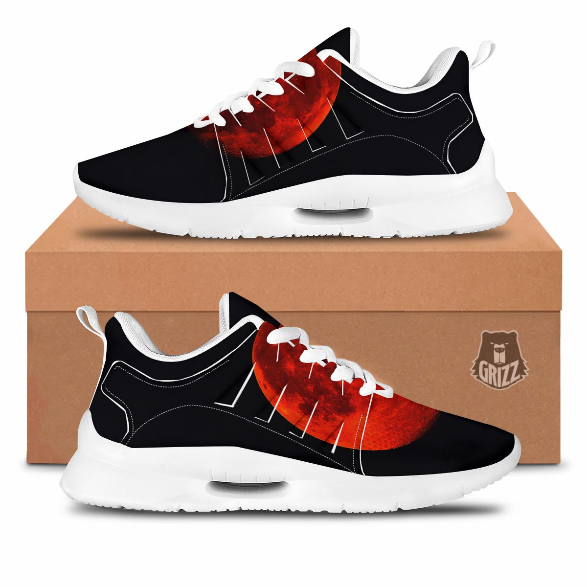 Lunar Eclipse Super Blood Moon Print Tennis Shoes-grizzshop