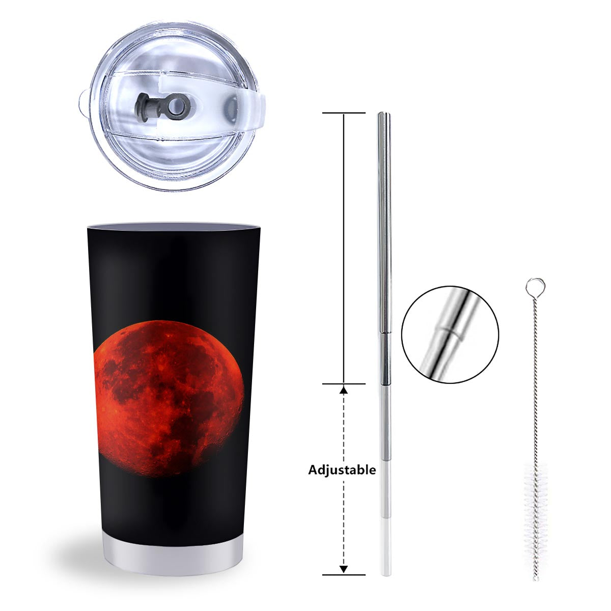 Lunar Eclipse Super Blood Moon Print Tumbler-grizzshop