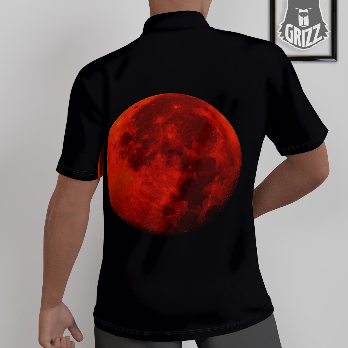Lunar Eclipse Super Blood Moon Print Untucked Shirts-grizzshop
