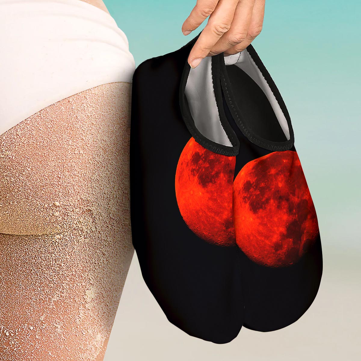 Lunar Eclipse Super Blood Moon Print Water Shoes-grizzshop