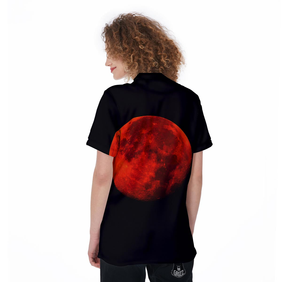 Lunar Eclipse Super Blood Moon Print Women's Golf Shirts-grizzshop