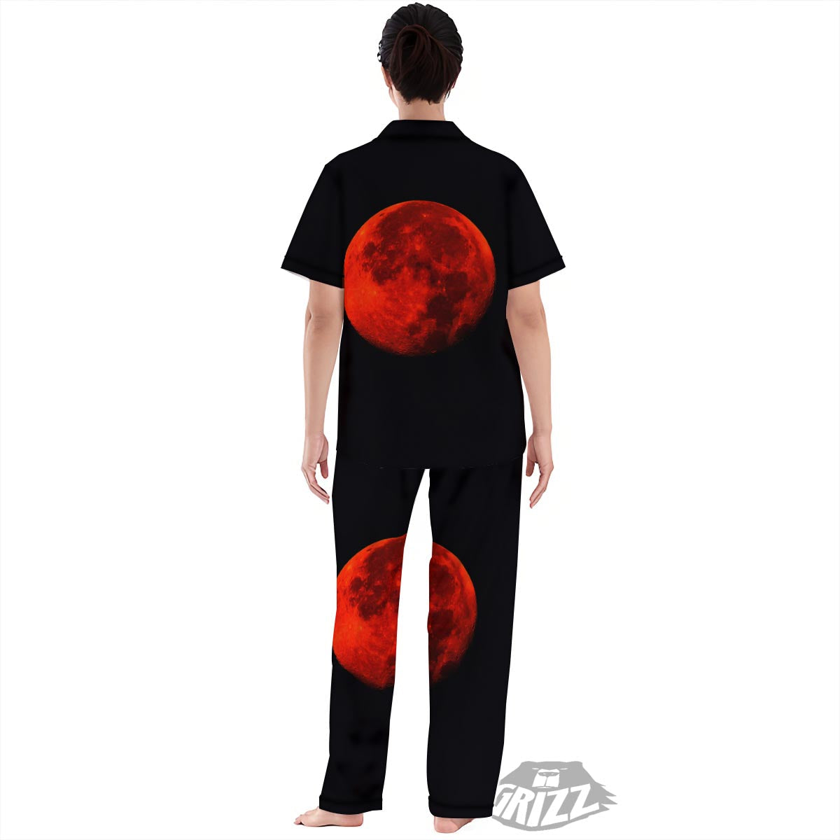Lunar Eclipse Super Blood Moon Print Women's Pajamas Set-grizzshop