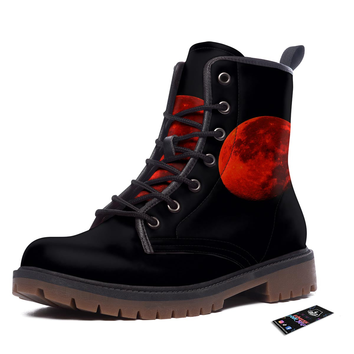 Lunar Eclipse Super Blood Moon Print Work Boots-grizzshop
