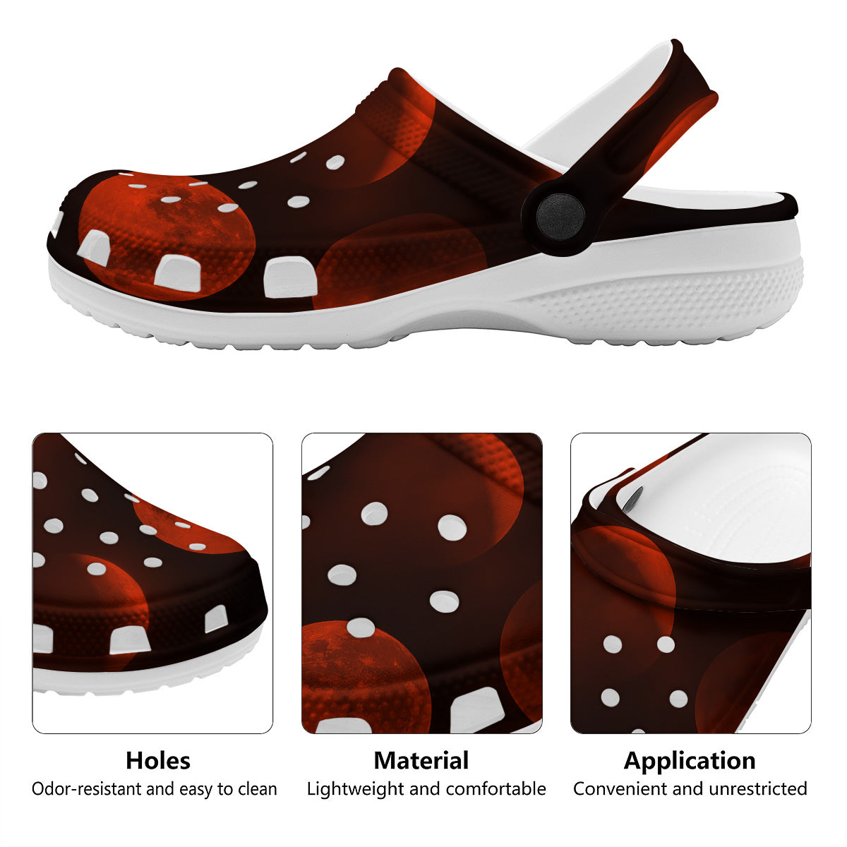 Lunar Phase Blood Moon Print Clog-grizzshop
