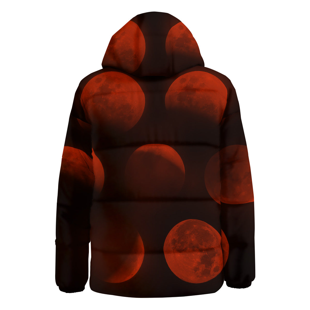 Lunar Phase Blood Moon Print Down Jacket-grizzshop
