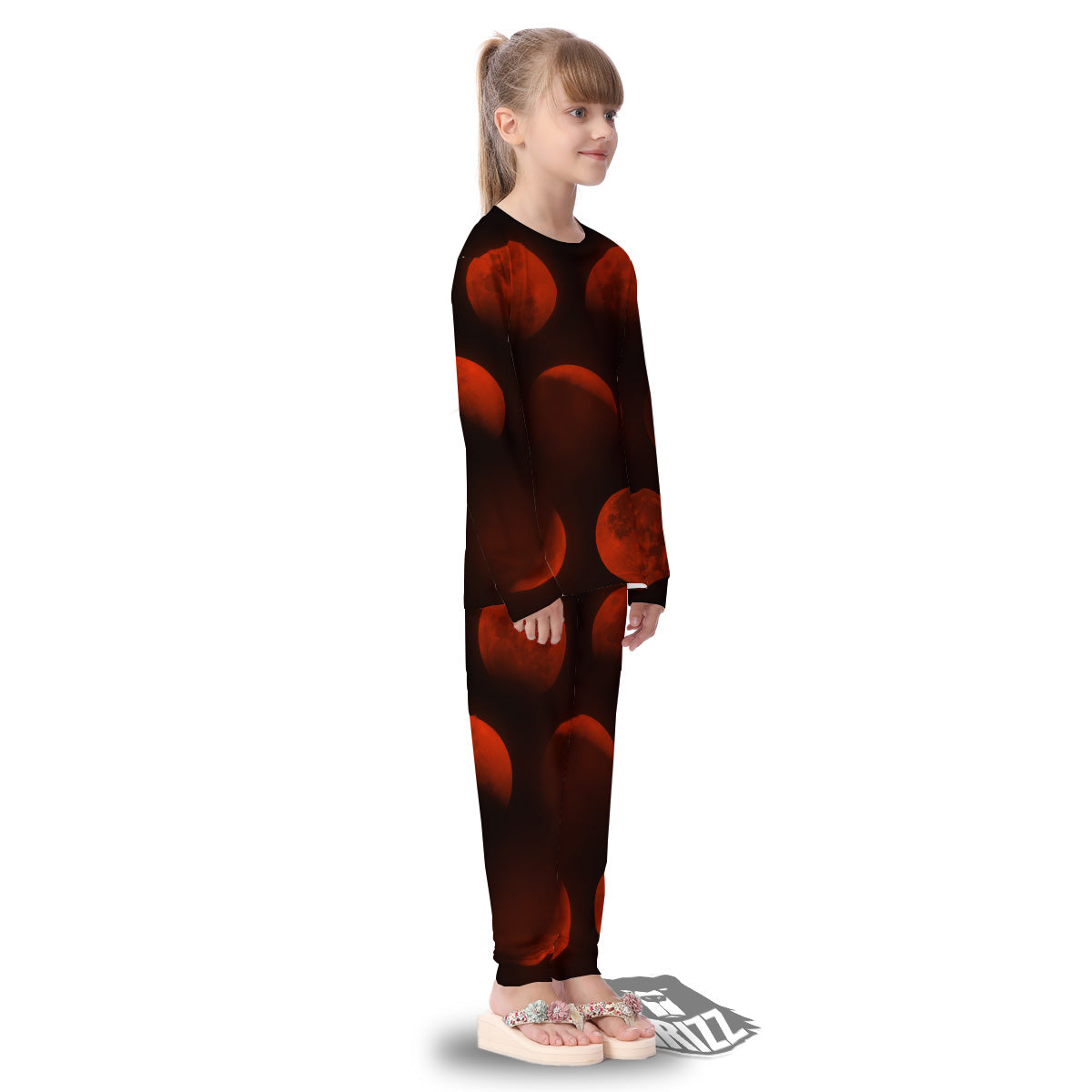 Lunar Phase Blood Moon Print Kid's Pajamas-grizzshop