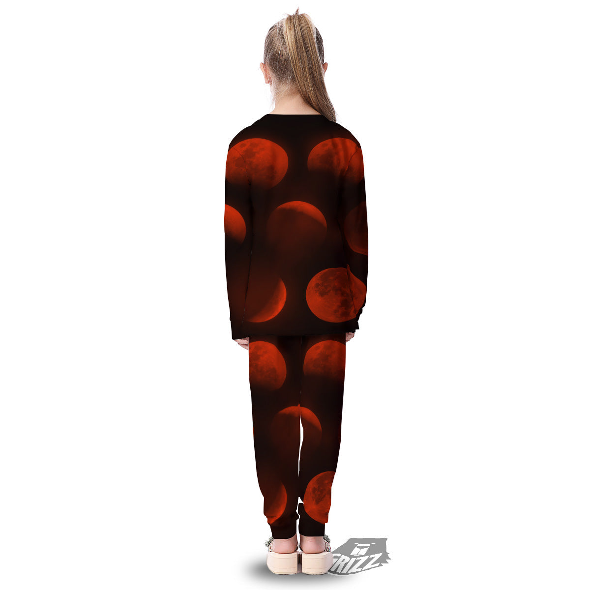 Lunar Phase Blood Moon Print Kid's Pajamas-grizzshop