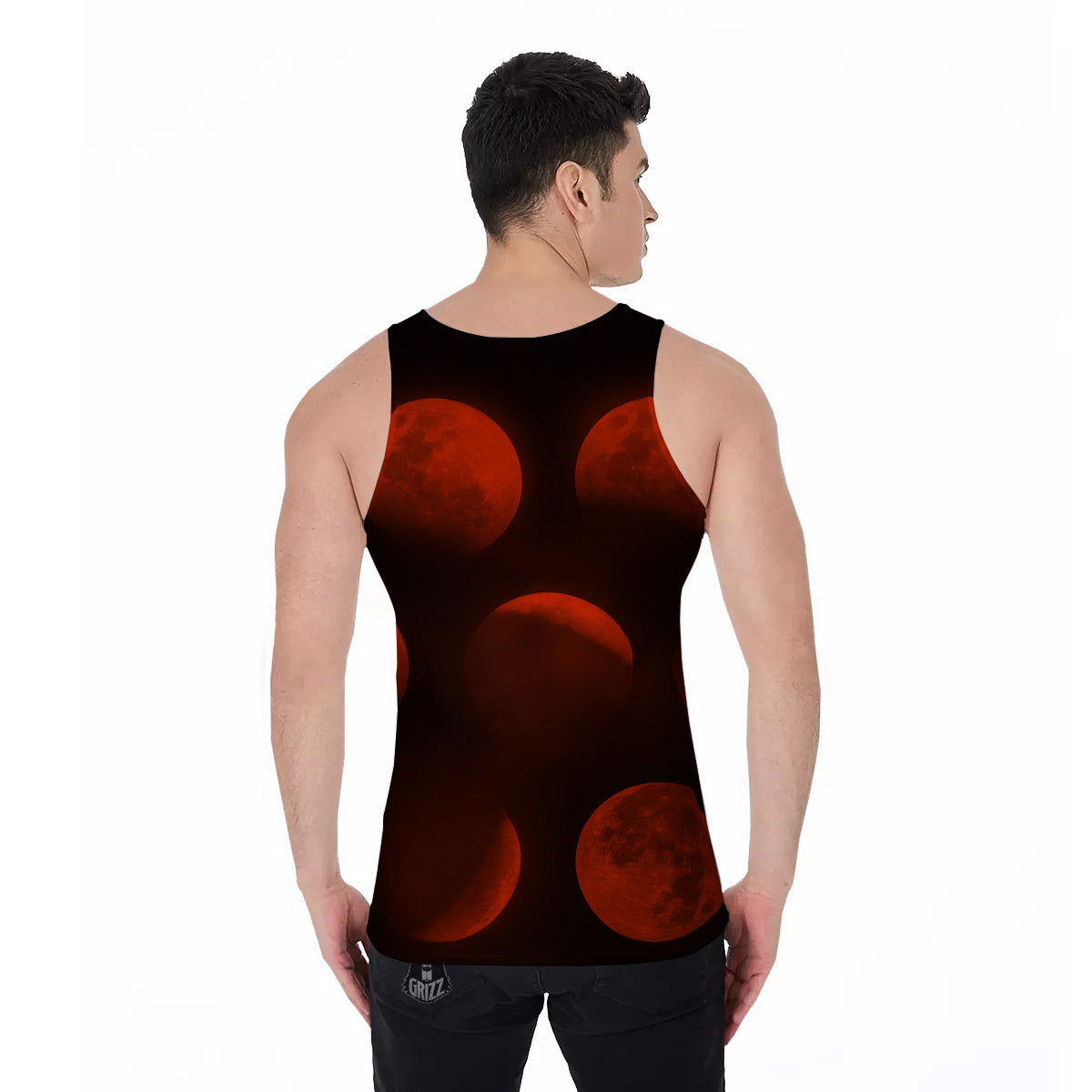 Lunar Phase Blood Moon Print Men's Tank Top-grizzshop