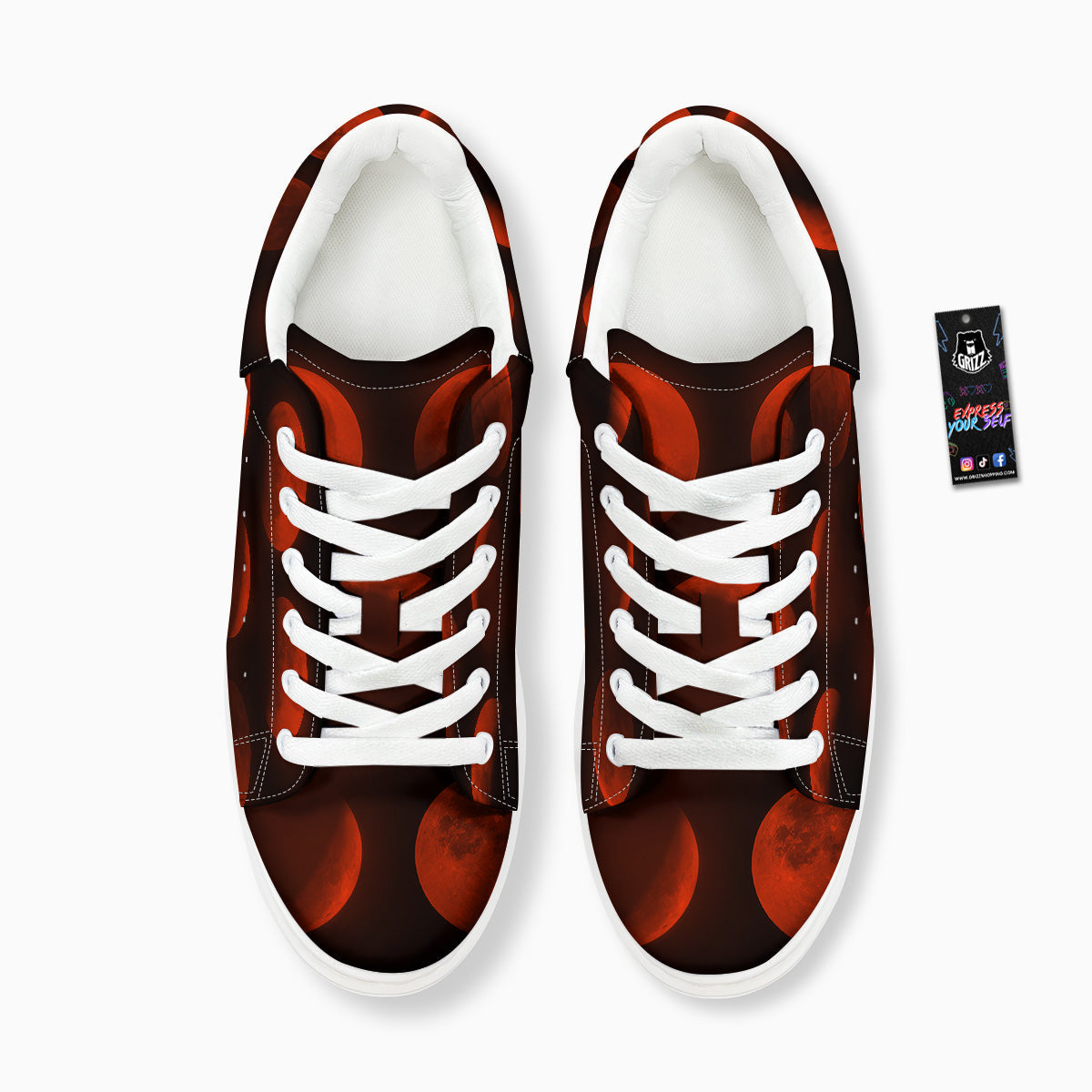 Lunar Phase Blood Moon Print Platform Shoes-grizzshop