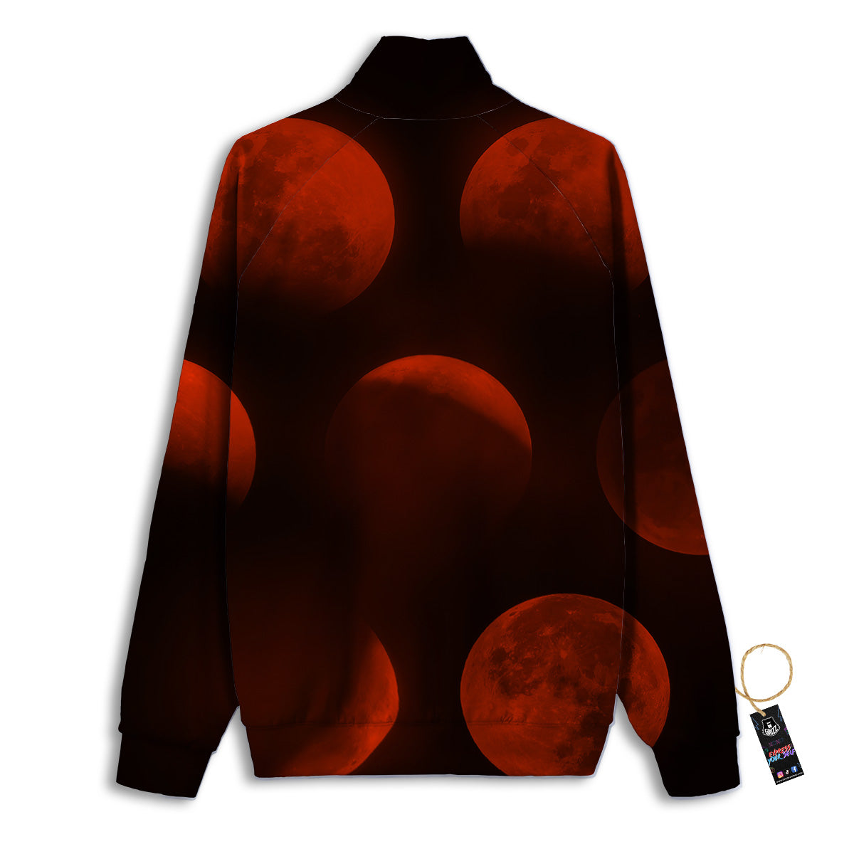 Lunar Phase Blood Moon Print Track Jacket-grizzshop