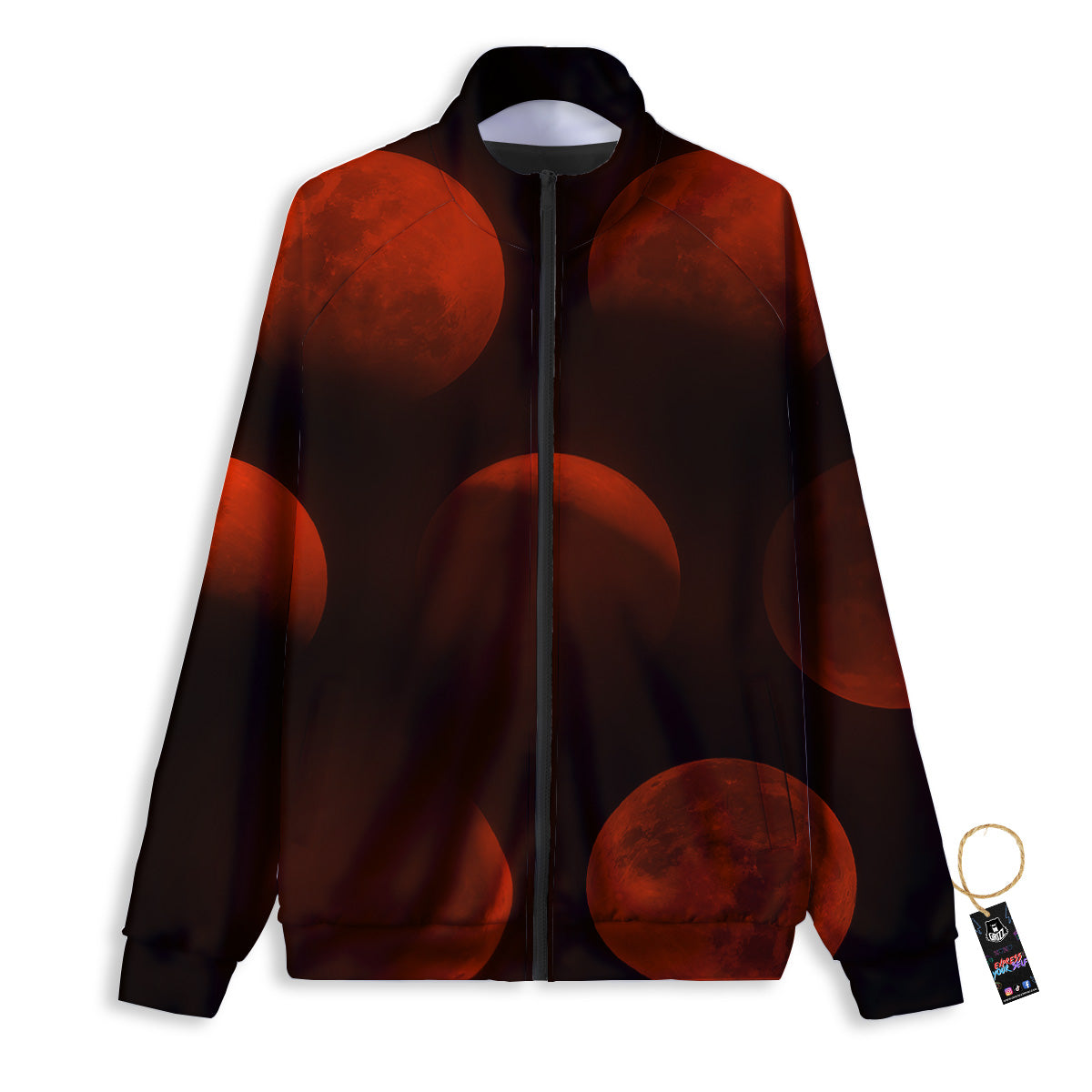 Lunar Phase Blood Moon Print Track Jacket-grizzshop