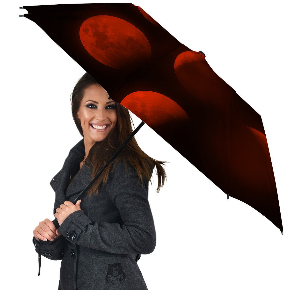 Lunar Phase Blood Moon Print Umbrella-grizzshop