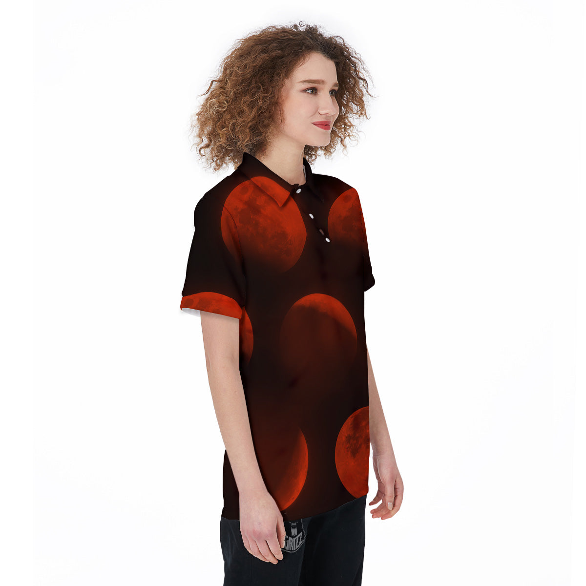 Lunar Phase Blood Moon Print Women's Golf Shirts-grizzshop