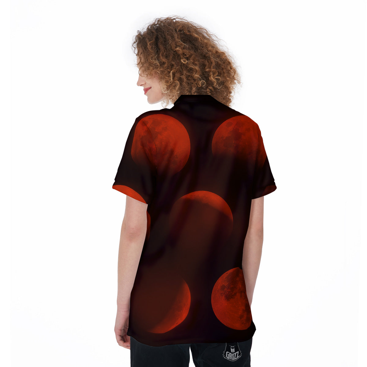 Lunar Phase Blood Moon Print Women's Golf Shirts-grizzshop