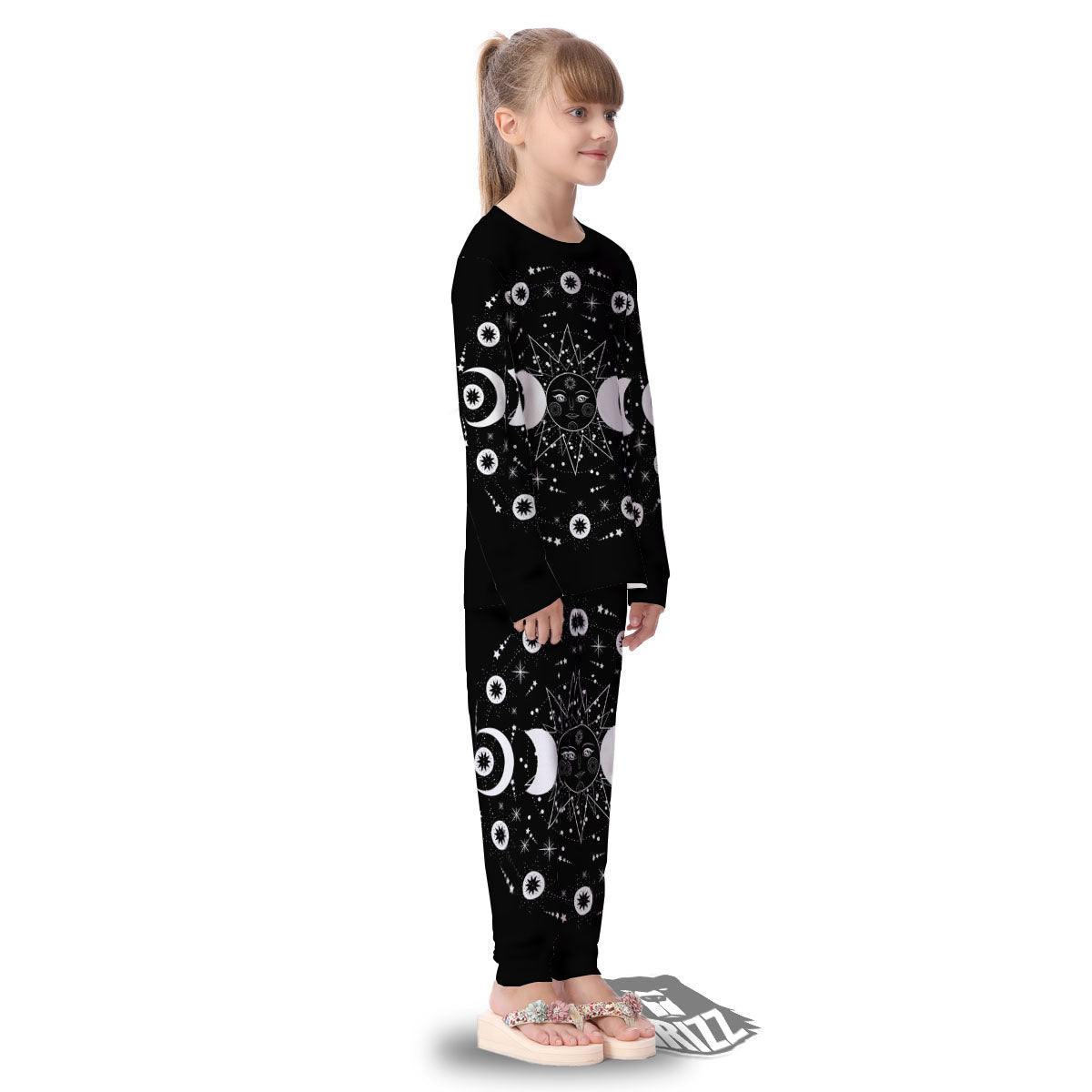 Lunar Phase Galaxy Print Kid's Pajamas-grizzshop