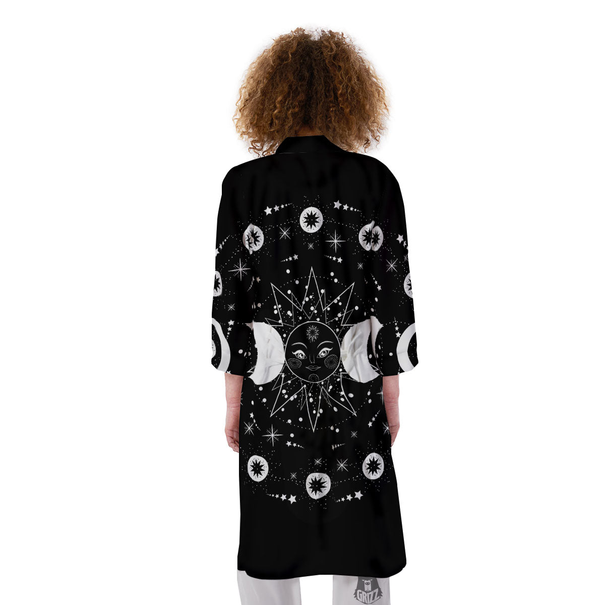 Lunar Phase Galaxy Print Kimono-grizzshop