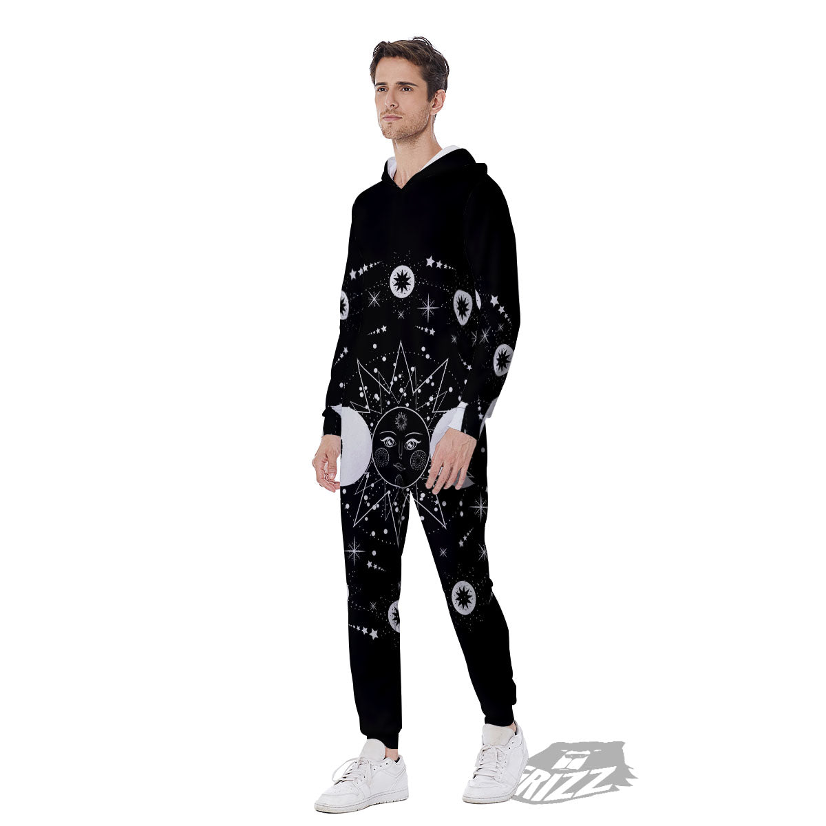 Lunar Phase Galaxy Print Men's Jumpsuit-grizzshop