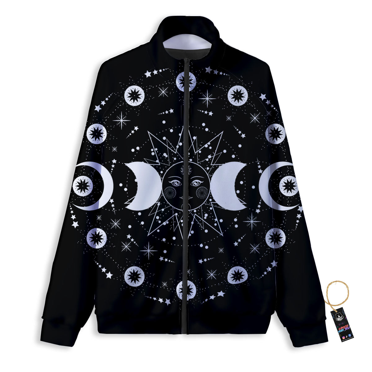 Lunar Phase Galaxy Print Track Jacket-grizzshop
