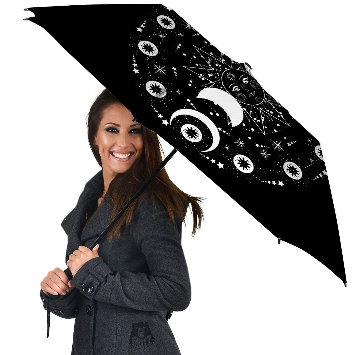 Lunar Phase Galaxy Print Umbrella-grizzshop