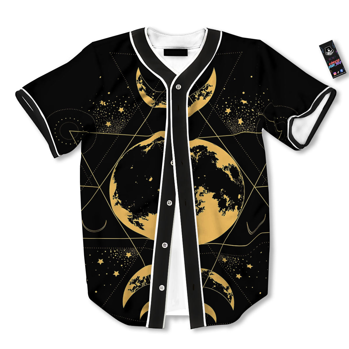 Lunar Phase Mystical Print Baseball Jersey-grizzshop