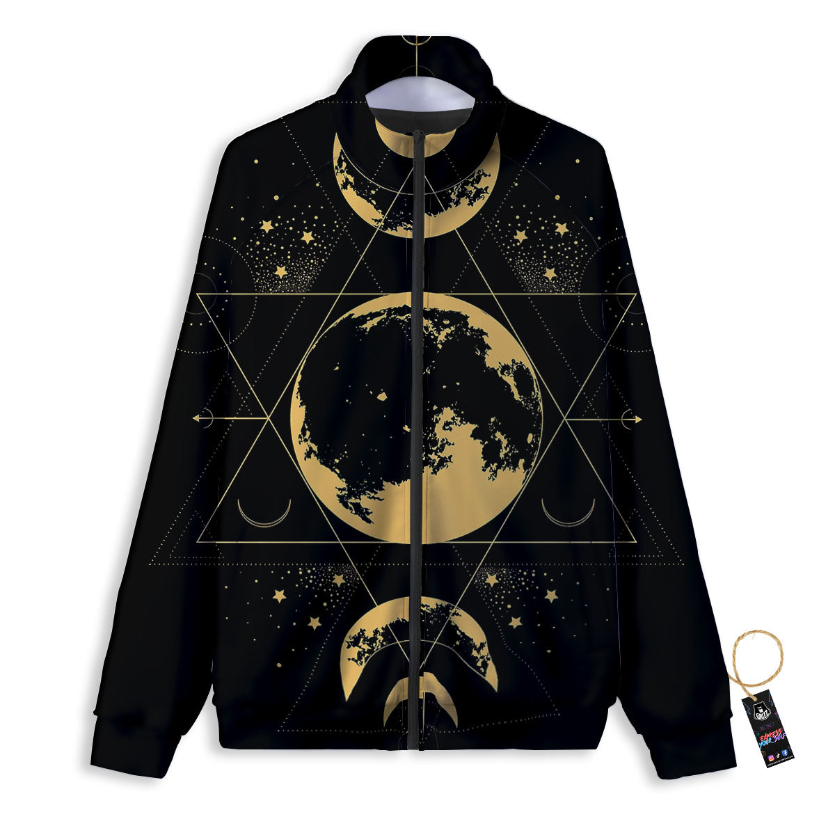 Lunar Phase Mystical Print Track Jacket-grizzshop