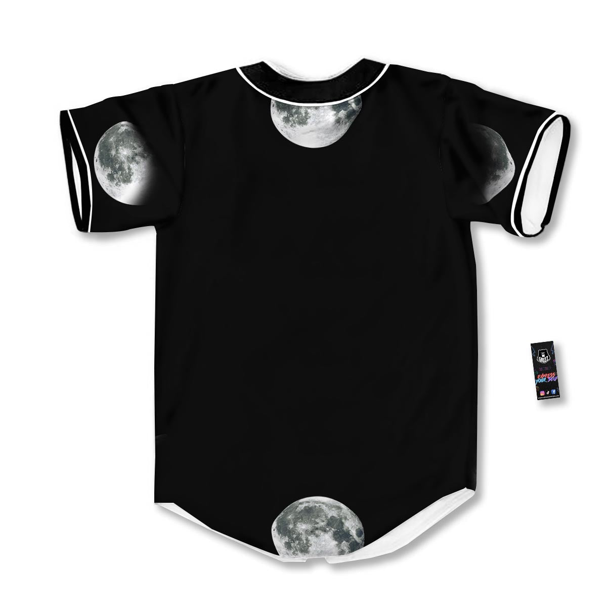 Lunar Phase Starry Sky Print Baseball Jersey-grizzshop