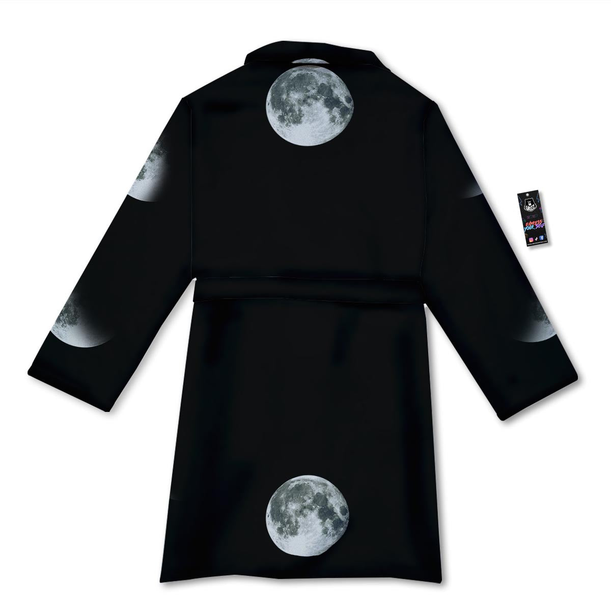 Lunar Phase Starry Sky Print Bathrobe-grizzshop