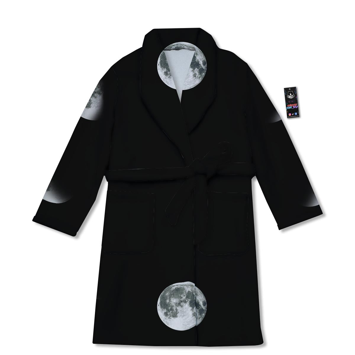 Lunar Phase Starry Sky Print Bathrobe-grizzshop