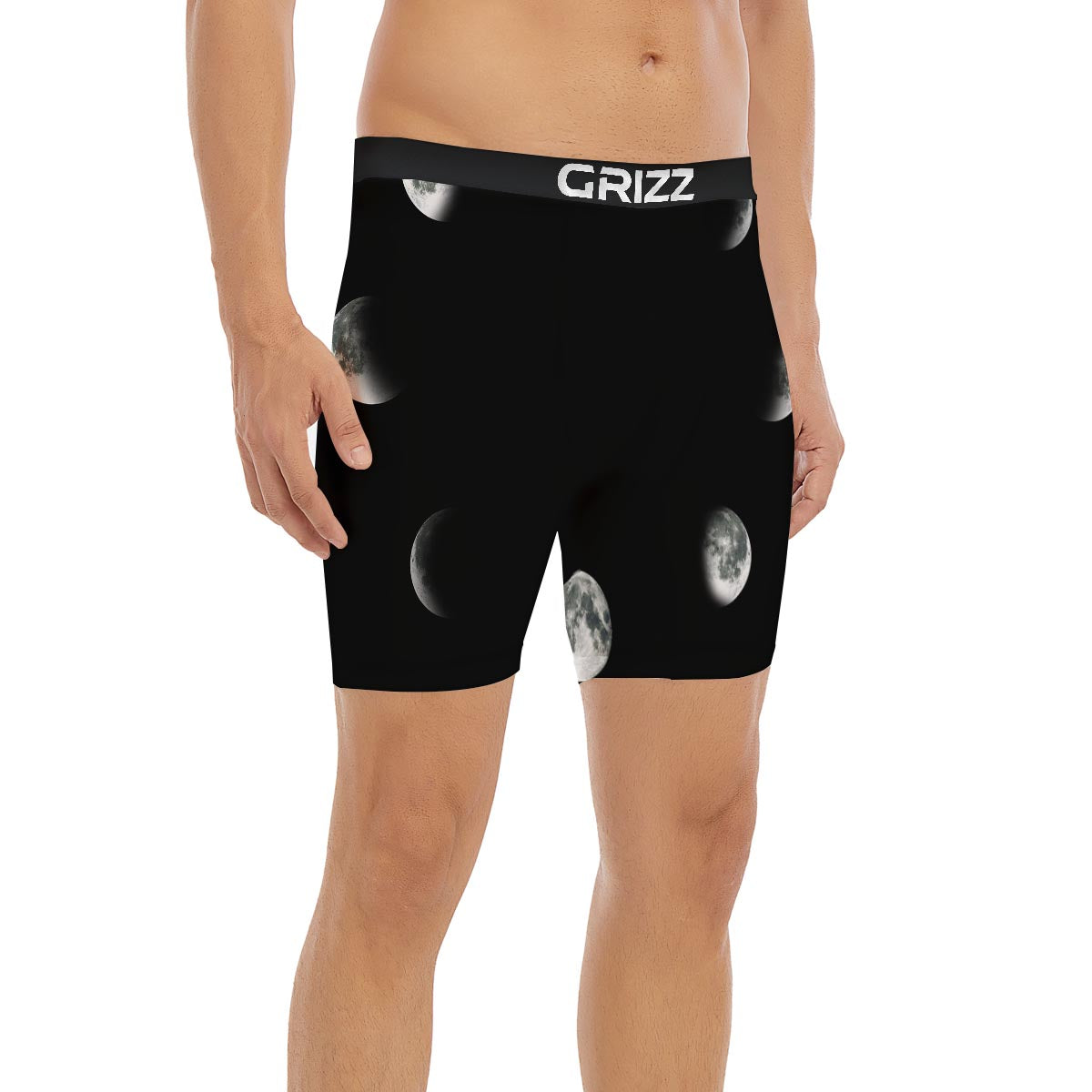 Lunar Phase Starry Sky Print Boxer Briefs-grizzshop
